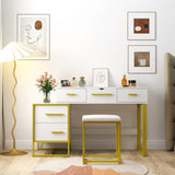 Makeup Vanity Set with Mirror , Dresser Table with Nightstand , with 4 Drawers W331P246722