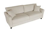 ZNTS Off White Linen, Three-person Indoor Sofa, Two Throw Pillows, Solid Wood Frame, Plastic Feet 02536639