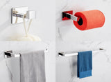 Strong Viscosity Adhesive 4 Pieces Bathroom Accessories Set Without Drilling Silver Brushed Towel 55967944