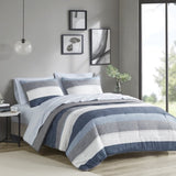Twin Stripe Comforter Set with Bed Sheets B03599092
