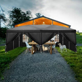 ZNTS 3 x 6m Four Windows Practical Waterproof Folding Tent Black 99009729