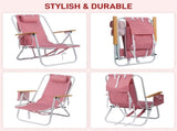 4-Position Adjustable Backpack Beach Chair, Foldable Rustproof Aluminum Frame Lounge Chair with 61130100