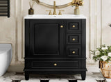 24" Bathroom Vanity with Sink and Drawers, Black Freestanding Vanity Cabinet with Ceramic Top and 74450990