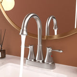 4 Inch 2 Handle Centerset Bathroom Faucet,with Pop up Drain and 2 Water Supply Lines,Brushed Nickel W124379894