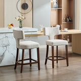 Mid Century Modern Counter Height Bar Stools Set of 2, Farmhouse Linen Fabric Upholstered Accent 23165077