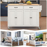 Kitchen Island Cart with Solid Wood Top and Locking Wheels,54.3 Inch Width,4 Door Cabinet and Two WF286911AAW