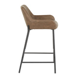 Daniella Industrial Counter Stool in Black Metal and Espresso Faux Leather by LumiSource - Set of 2 B202P221715