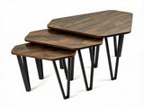 Set of 3 Nesting Coffee Tables Rustic Brown Industrial Accent Side Tables, Space Saving Stackable 25032611