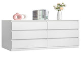 Handleless 6-Drawer Chest of Drawers Particleboard with Textured Melamine Finish Drawer Cabinet 46201347
