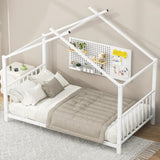 Twin Size Metal House Platform Bed, White MF322835AAK