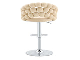 Adjustable Swivel Bar Stools, Luxury Velvet Bubble Woven Backrest Bar Chairs, Chrome Metal Gas Lift W3875P462114