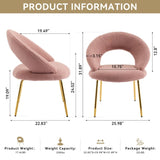 061-Set of 1 Teddy Fabric Chairs With Curved Backrest and Golden Metal Legs for Kitchen or W527P255486