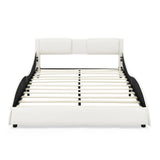 ZNTS Queen Bed Frame Modern Faux Leather Upholstered Platform Bed Frame with and Headboard Wave Like W487P169714