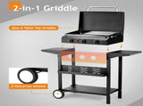 3-Burner Flat Top Gas Griddle Cooking Station with Ceramic Coated Cast Iron Pan, 73140334