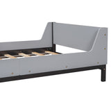 ZNTS Twin Bed with Headboard, Footboard, Safeguards, Built-in Bed-end Book Storage Rack ,Grey W504P145247