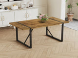 Rustic Industrial Rectangular Wood Dining Table For 4-6 Person, With 1.5" Thick Engineered Wood W2827P427974
