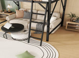 Queen Size Loft Bed with Ladder, Metal Queen Loft Bed with Storage Shelves, High Loft Bed for Kids W2580P379983