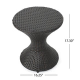 Outdoor 16-inch Multi-brown Wicker Hourgla Side Table 61431.00MBRN