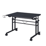 ZNTS Rolling Writing Desk with Height Adjustable Desktop and Moveable Shelf, Black 62324553