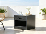 Black Wood Grain 2-Piece Side Table Set End Table with Drawer and Spacious Storage Shelf 58193430