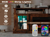 58" TV Stand with RGB Fireplace Rustic Brown- Smart App Remote Control, 4777 BTU Heater 89848324