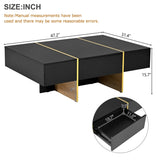 ON-TREND 47.2'' x 31.4''Minimalist High Gloss Coffee Table with 2 Drawers, Multi-Storage Rectangle N721P180693B