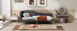 Twin Size Upholstered Daybed with Headboard and Armrest, Support Legs, Grey WF318293AAE