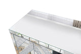 47 Inch Mirror TV Media Console with Diamond Glass Doors, Dual Door Design with Open Storage Space, W1445P299045