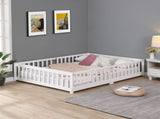 full Size Floor Bed with Door,Solid Wood Platform Bed Frame with Fence,Suitable for children,Pine W495123240