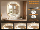 32x20" Oval LED Backlit Bathroom Mirror, 3 Color Temperatures Stepless Dimmable Vanity Mirror, 26607326