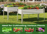 44" Elevated Raised Garden Bed with Drainage Holes, 32" Ergonomic Height Metal Planter - Silver 72247429