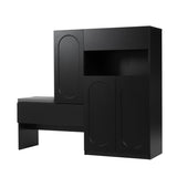 ON-TREND Elegant 2-in-1 Shoe Cabinets with Soft Cushion, Modern Storage Bench with Arched Doors & N721P245716B