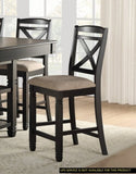 Transitional Style Counter Height Chairs Set of 2pc Black Finish Wood Beige Fabric Seat B01169895