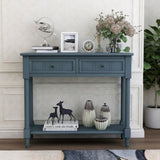 ZNTS Series Console Table Traditional Design with Two Drawers and Bottom Shelf 25384136