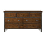 Industrial Design Bedroom 1pc Dresser of 7 Drawers Rustic Brown and Gunmetal Finish Wooden B011P152673