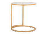 Round Zenn End Table in Gold Metal with Clear Glass Table Top B202P223394