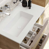 DAX Mara Matt White Basin Solid Surface Left Single Bowl 40 Inches B2702P226983