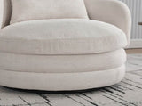 30"W Modern Round 360&deg Swivel Barrel Accent Chair with Pillow, Chenille Upholstered Comfy Barrel W3118P384512