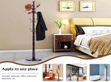 Freestanding Wooden Coat Rack, Vintage Natural Birch Wood Coat Tree with Hooks, Sturdy Hall Tree for 07269466