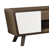 Dark Walnut and Glossy White 2-door TV Console B062P145536