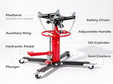 Transmission Jack, 1100 lbs 1/2Ton Hydraulic 2-Stage High Lift Vertical Telescoping Floor Jack 76908572