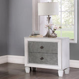 Modern Rustic White and Gray Finish 2-Drawers Nightstand Wooden Bedroom Furniture 1pc Farmhouse B2741P324354