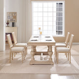 French Country Dining Chairs Set of 2, Upholstered Chairs with Nature Rattan Square Back, Wire W3426P324535