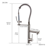 Kitchen Faucet with Pull Down Sprayer Brushed Nickel Stainless Steel Single Handle Kitchen Sink W1932124165
