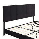 King Size Upholstered Platform Bed Frame with Linen Fabric Headboard, No Box Spring Needed, Wood W311107471