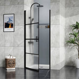 ZNTS Goodyo Framed Hinged Shower Door,34"X72" Swing Tempered Glass Door, Black, Frosted D16393759