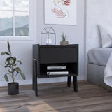 Joy Nightstand , End Table, Side Table Four Legs, One Open Shelf, One Drawer -Black B20091917