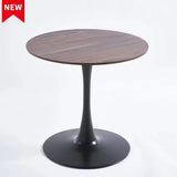 31.5"BLACK AND WALNUT Tulip Table Mid-century Dining Table for 2-4 people With Round Mdf Table Top, W234P143406