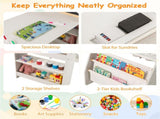 Grey Kids Activity Table with Magnetic Whiteboard/Chalkboard & Paper Roll, Multi-Storage Art Desk 06087577