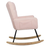 ZNTS Teddy Fabric Rocking Chair, Modern Rocking Accent Chair for Nursery, Living Room, Bedroom, Pink W2740P221083